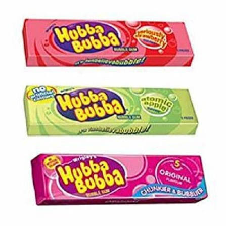 Hubba Bubba Bubblegum Mix (Strawberry, Apple, Original) - 3 Flavour Pack