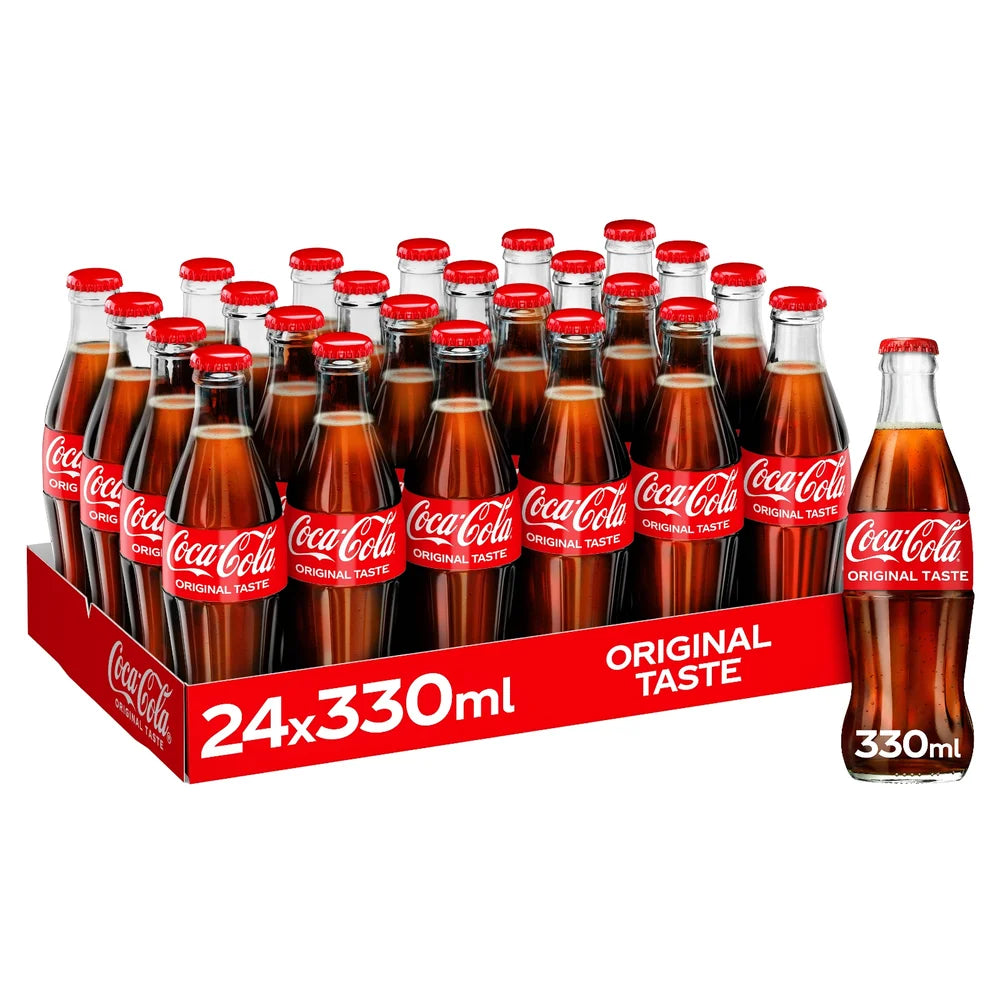 Coca-Cola Original Taste, Pack of 24x250ml Glass Bottle, Crisp Coke Soft Drinks