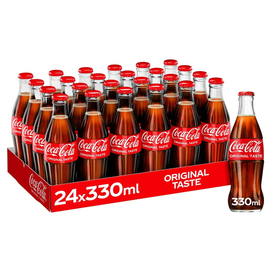 Coca-Cola Original Taste, Pack of 24x250ml Glass Bottle, Crisp Coke Soft Drinks