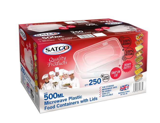 Plastic Containers with Lid 500ml 5pk