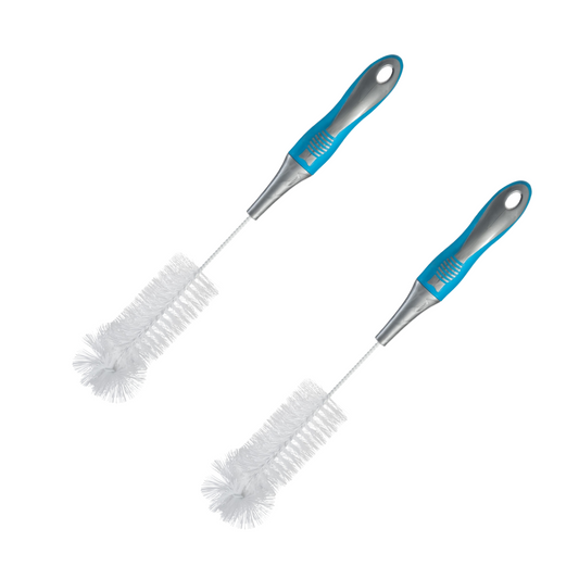 Premium Baby Bottle Brushes X2 Strong Nylon Bristles Cleaning with Grip Handle