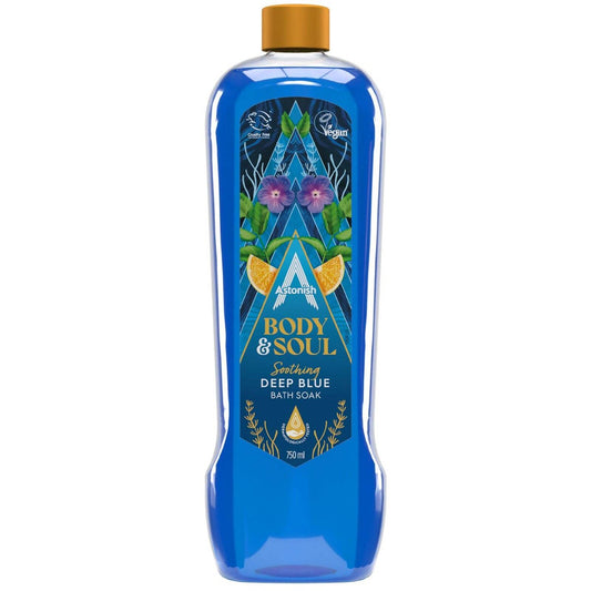 Astonish Body & Soul Soothing Deep Blue Bath Soak with Moisturizer 750ml Bottle