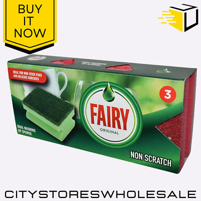 Fairy Original Sponge Scourer Red 3 pack